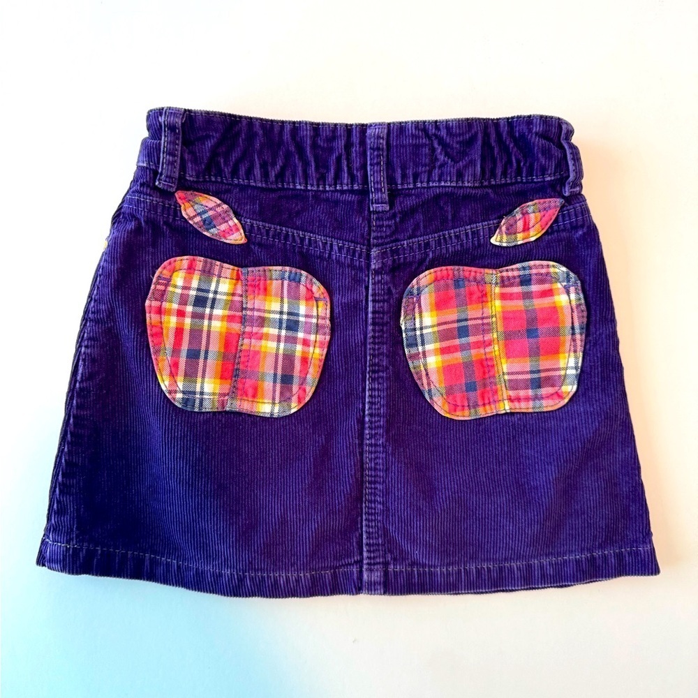Mini Boden Girls Purple Corduroy Apple Skirt Size 7-8Y